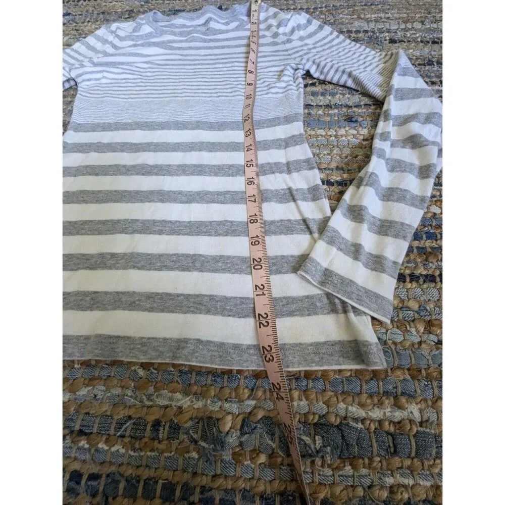Old Navy Stretch Cotton Slim Fit L/S Grey Striped S Casual Preppy Clean Girl